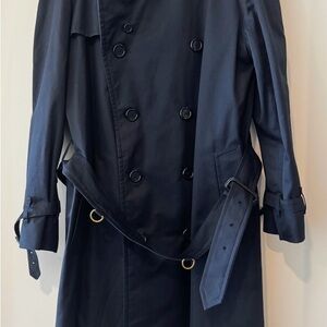 Burberry Navy Double-Breasted Trench Coat with Belt